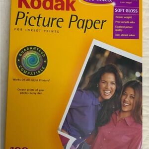 Kodak Picture Paper for Inkjet Printers, 8.5" x 11", 100 Sheets, Soft Gloss